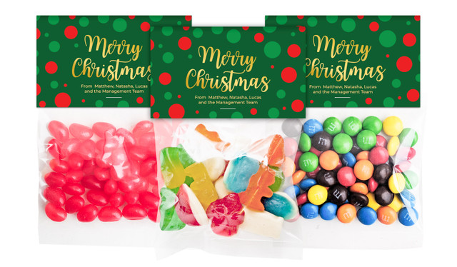 Xmas Dots Christmas Personalised Lolly Bag With Topper