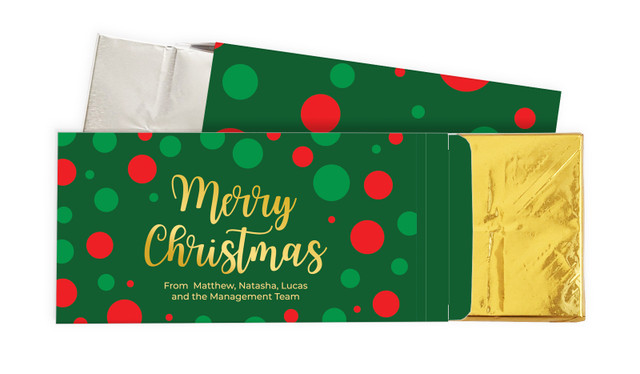 Xmas Dots Christmas Personalised Chocolate Bar In A Box