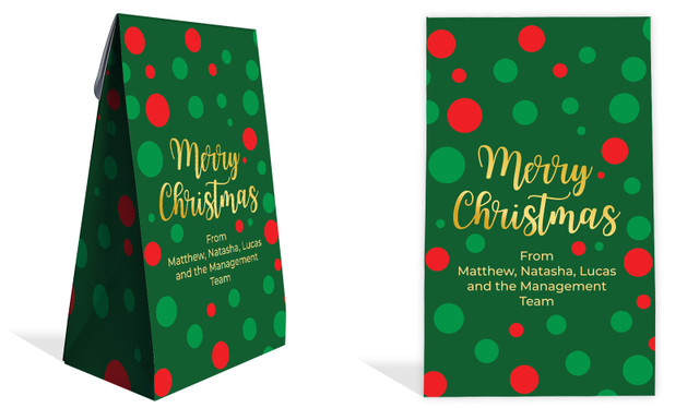 Xmas Dots Christmas Personalised Gusset Favour Bag