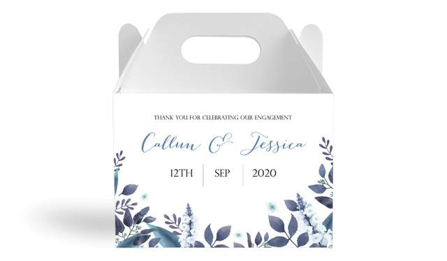 Blue Floral Engagement Personalised Gable Favour Box