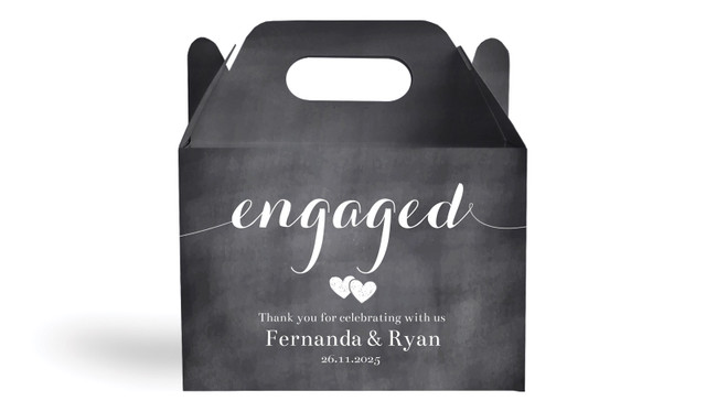 Flowing Words Chalkboard Engagement Personalised Gable Favour Box
