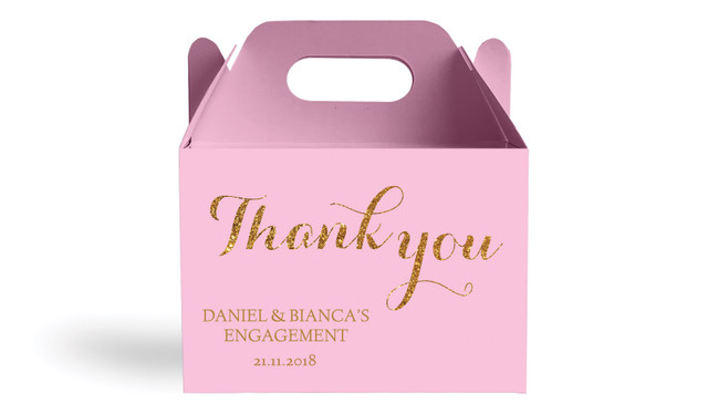 Golden Thank You Engagement Personalised Gable Favour Box