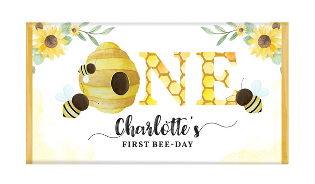 Bee 1st Birthday Personalised Birthday Chocolate Bars
