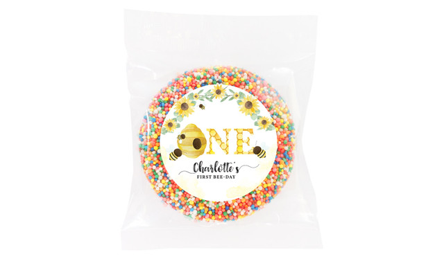 Bee 1st Birthday Personalised Giant Chocolate Freckle