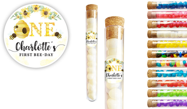 Bee 1st Birthday Kids Party Personalised Test Tubes