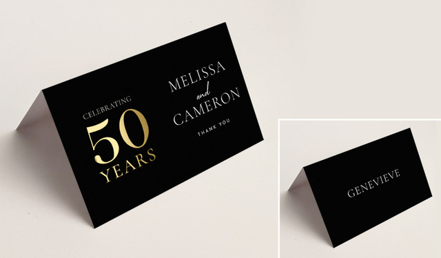 Big Fifty Anniversary Place Cards With Guest Names