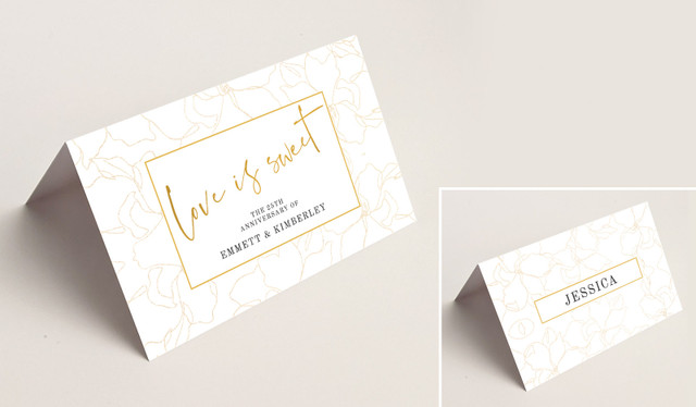 Love Is Sweet Anniversary Place Cards With Guest Names