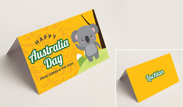 Cute Koala Australia Day Place Cards With Guest Names