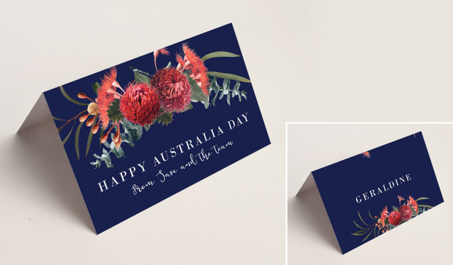 Native Flowers Australia Day Place Cards With Guest Names