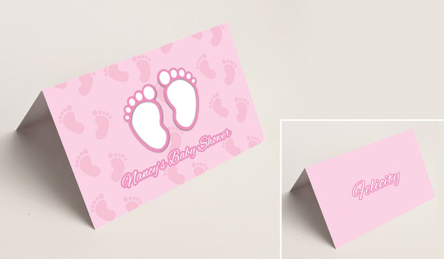 Baby Feet Pink Baby Shower Place Cards With Guest Names