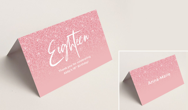 18th Birthday Place Cards With Guest Names