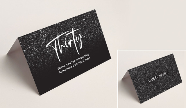 30th Birthday Place Cards With Guest Names