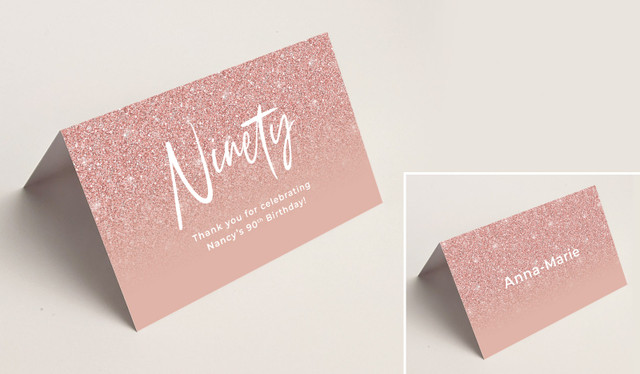 90th Birthday Place Cards With Guest Names