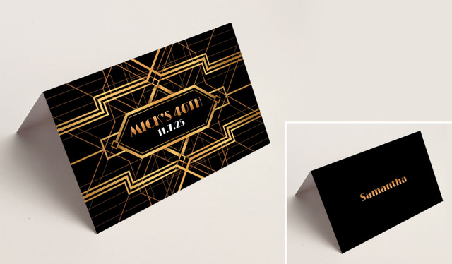 Art Deco Gold Place Cards With Guest Names