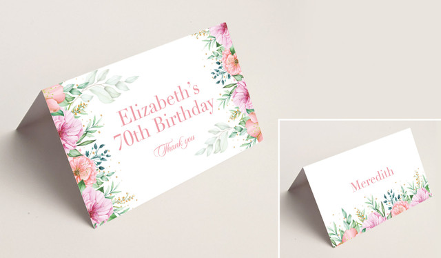 Beautiful Blooms Place Cards With Guest Names