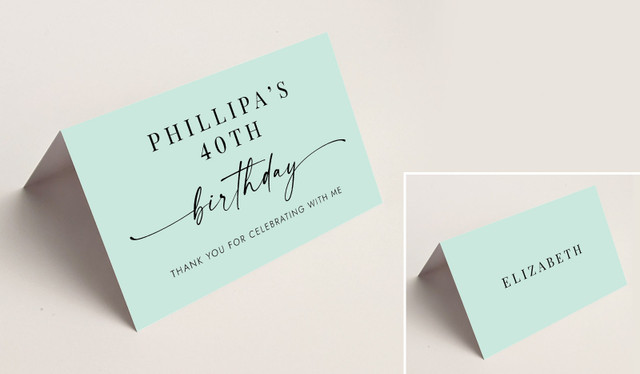 Flowing Mint Place Cards With Guest Names