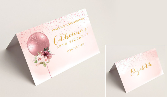 Glitter Balloon Place Cards With Guest Names