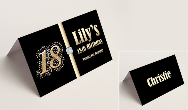 Golden Number Place Cards With Guest Names