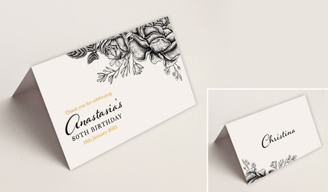Vintage Roses Place Cards With Guest Names