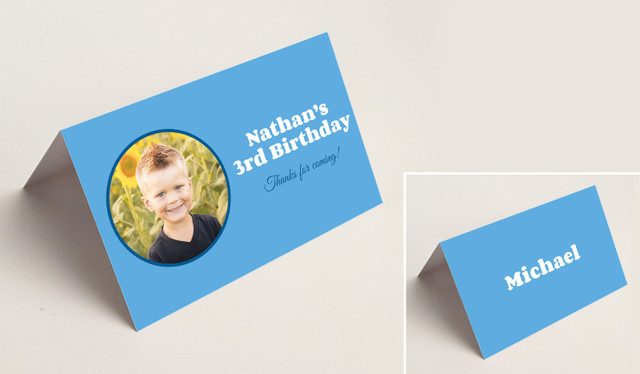 Add A Photo Boys Kids Party Place Cards With Guest Names