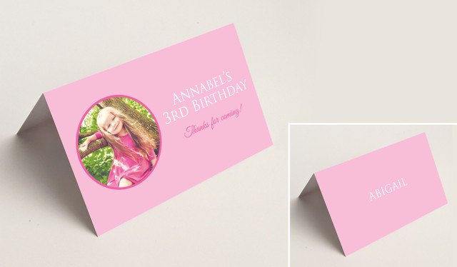 Add A Photo Girls Kids Party Place Cards With Guest Names