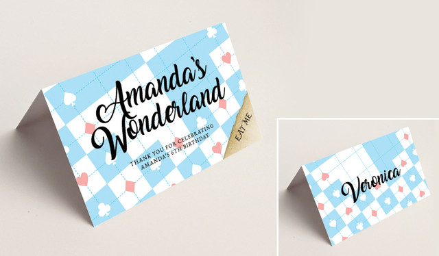 Alice In Wonderland Kids Party Place Cards With Guest Names