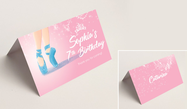Ballet Kids Party Place Cards With Guest Names