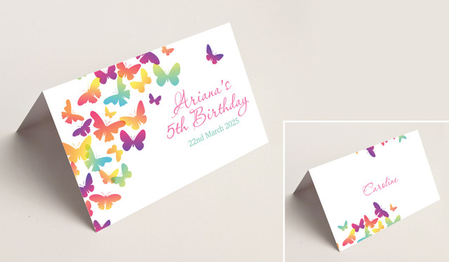 Butterflies Kids Party Place Cards With Guest Names