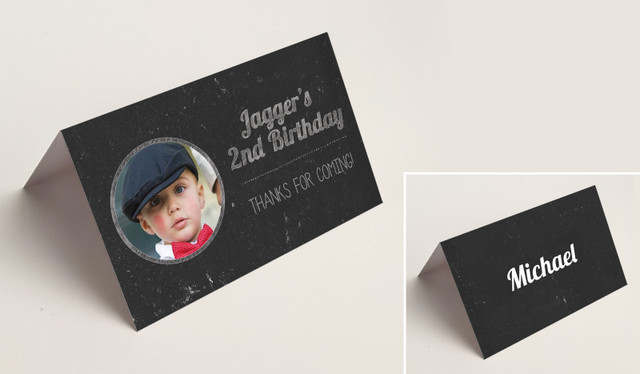 Chalkboard Photo Kids Party Place Cards With Guest Names