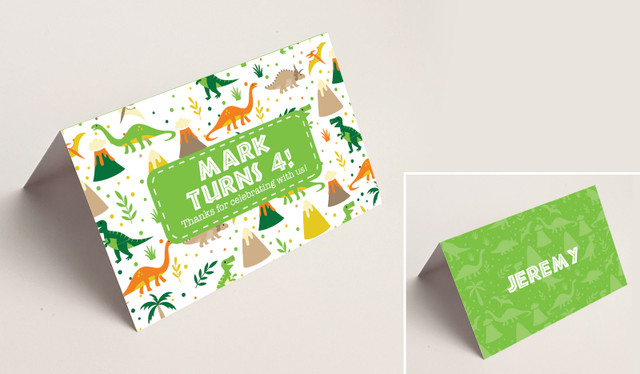 Dinosaur Background Kids Party Place Cards With Guest Names