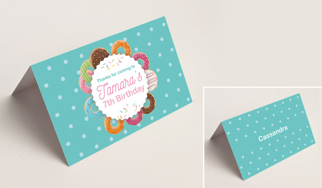 Donut Party Kids Party Place Cards With Guest Names