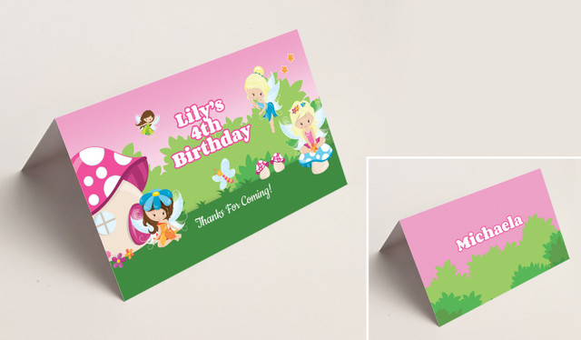 Fairy Garden Kids Party Place Cards With Guest Names