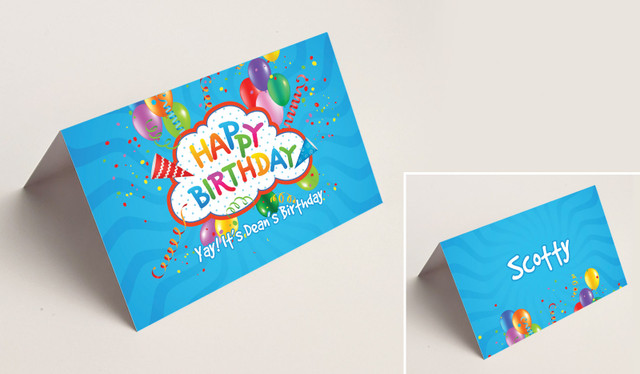 Happy Confetti Kids Party Place Cards With Guest Names