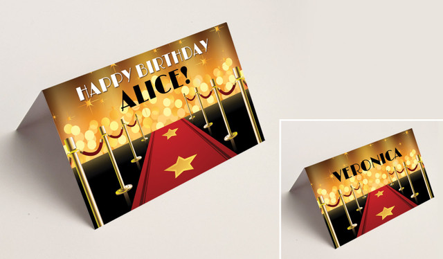 Hollywood Kids Party Place Cards With Guest Names