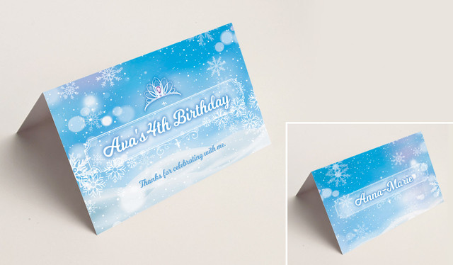 Ice Princess Kids Party Place Cards With Guest Names