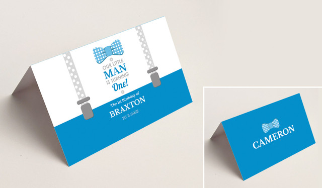 Little Man Kids Party Place Cards With Guest Names