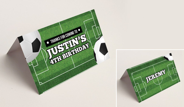Soccer Kids Party Place Cards With Guest Names