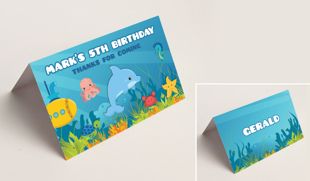 Under The Sea Kids Party Place Cards With Guest Names