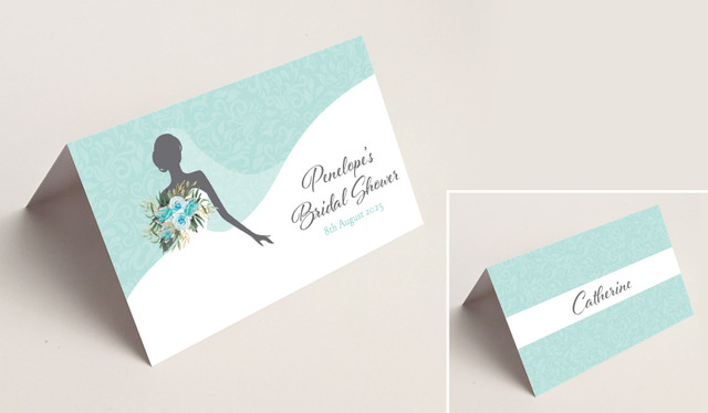 Bridal Dress Bridal Shower Place Cards With Guest Names