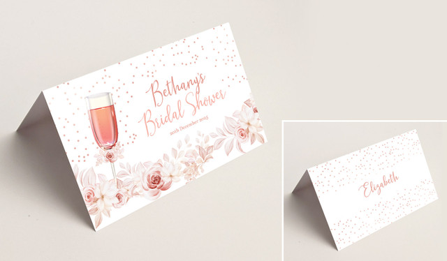 Bubbly Bridal Shower Place Cards With Guest Names