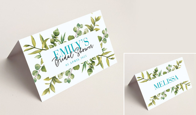 Eucalyptus Bridal Shower Place Cards With Guest Names