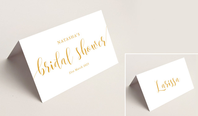 Flowing Text Bridal Shower Place Cards With Guest Names