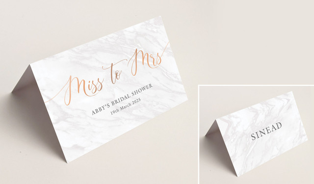 Miss to Mrs Bridal Shower Place Cards With Guest Names