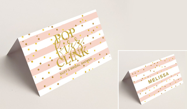 Pop Fizz Clink Bridal Shower Place Cards With Guest Names