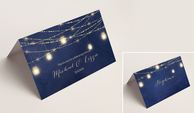Evening Mason Jars Wedding Place Cards With Guest Names