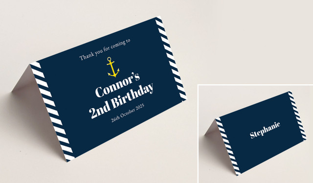 Gold Marine Nautical Wedding Place Cards With Guest Names