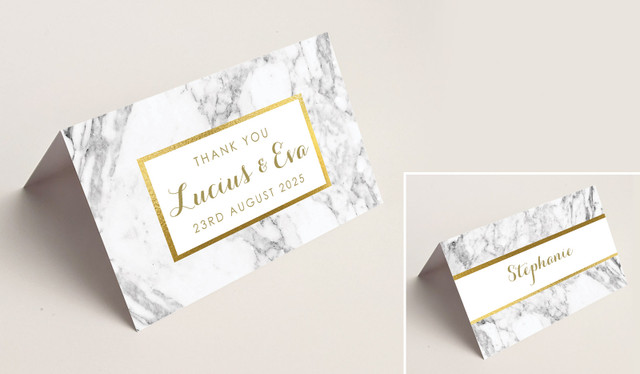 Marble & Gold Wedding Place Cards With Guest Names