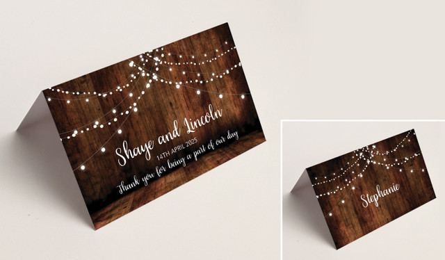 Wood Bunting Wedding Place Cards With Guest Names