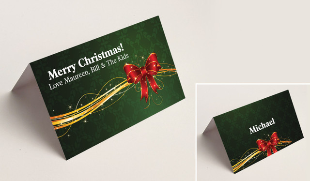Christmas Bow Christmas Place Cards With Guest Names