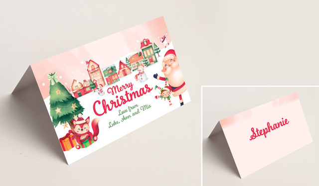 Christmas Village Christmas Place Cards With Guest Names